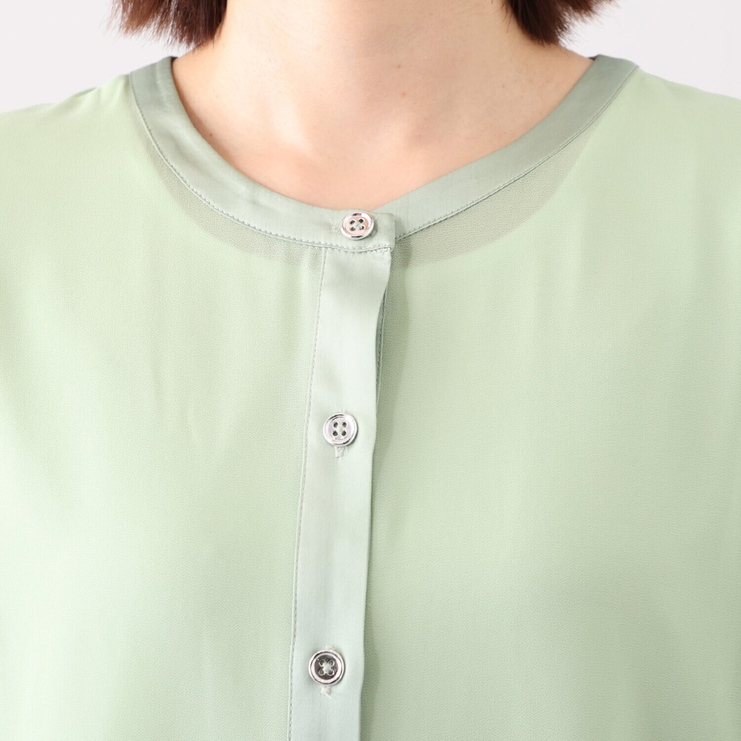 フーア サテントリミング シフォン ロングカーディガン