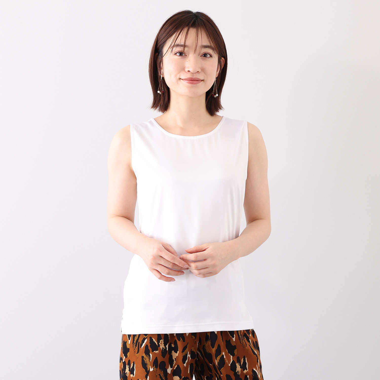 フーア サテン＆カットソー ２ウェイタンクトップ