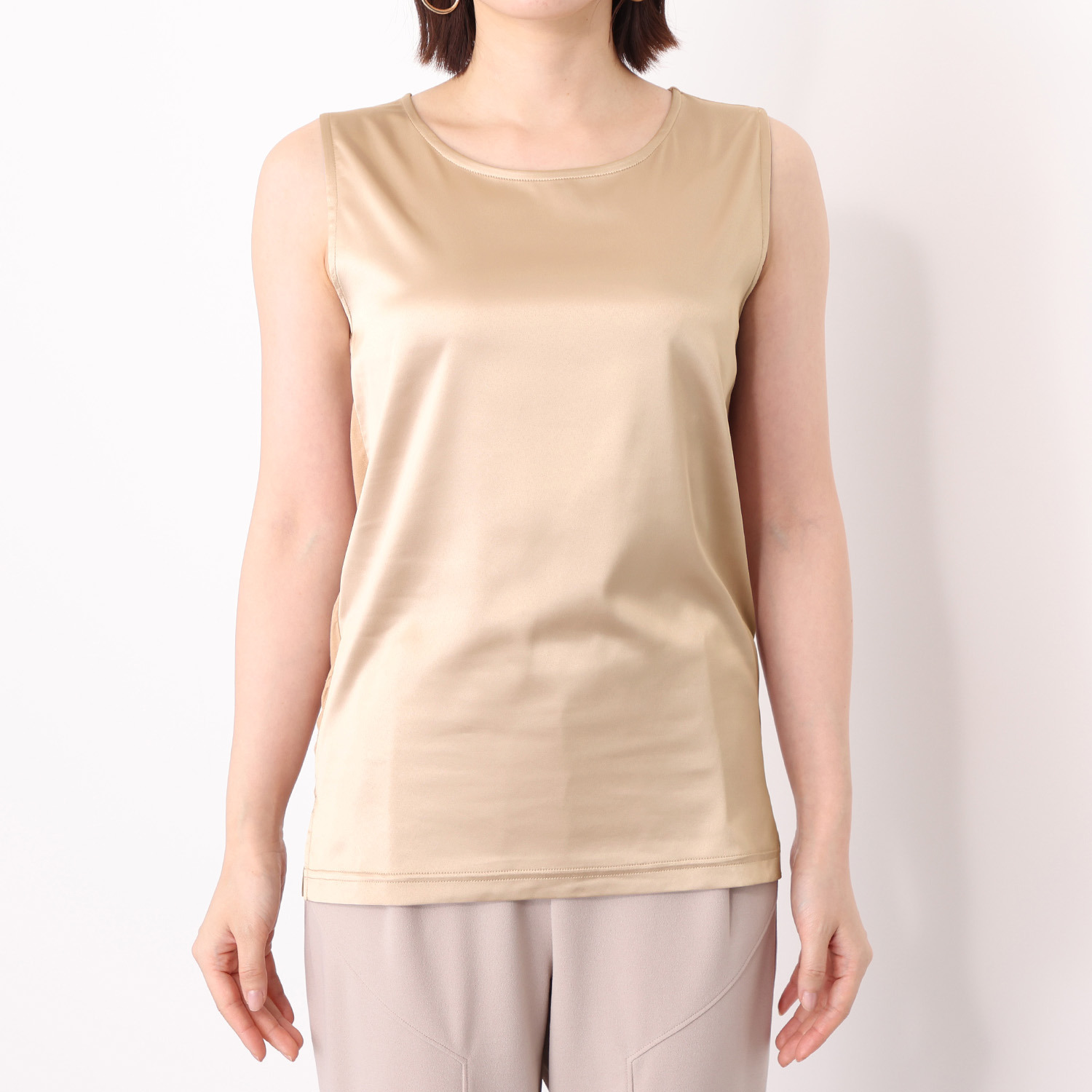 フーア サテン＆カットソー ２ウェイタンクトップ