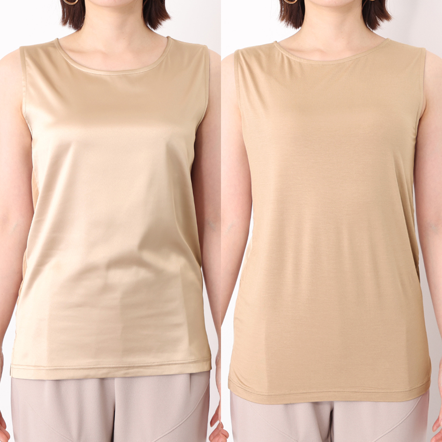 フーア サテン＆カットソー ２ウェイタンクトップ