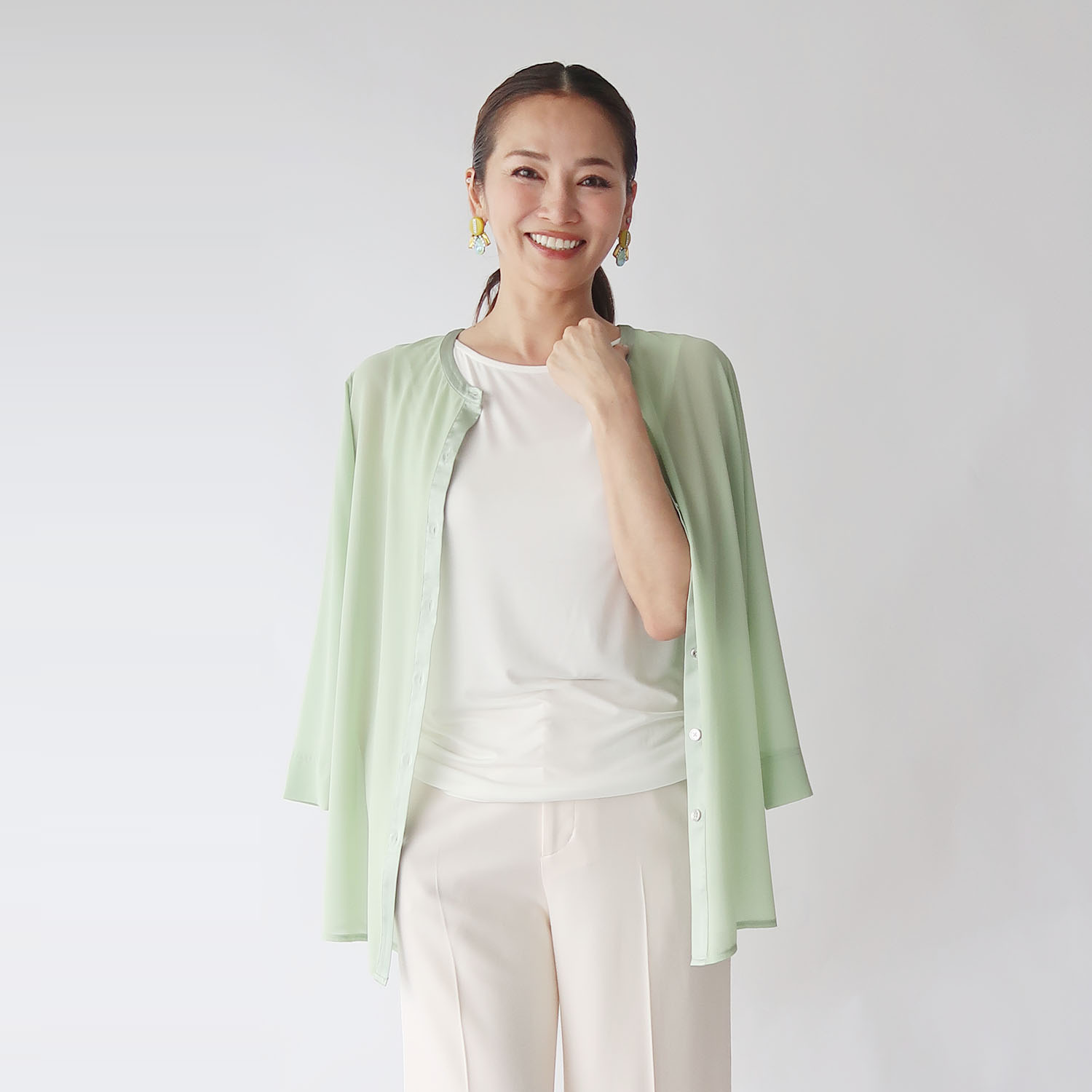 フーア サテン＆カットソー ２ウェイタンクトップ