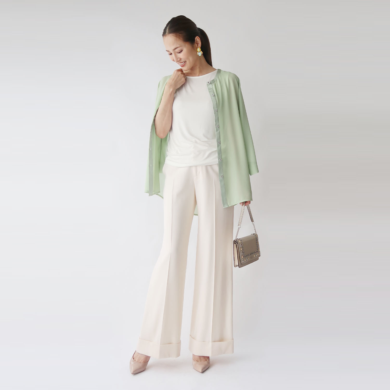 フーア サテン＆カットソー ２ウェイタンクトップ