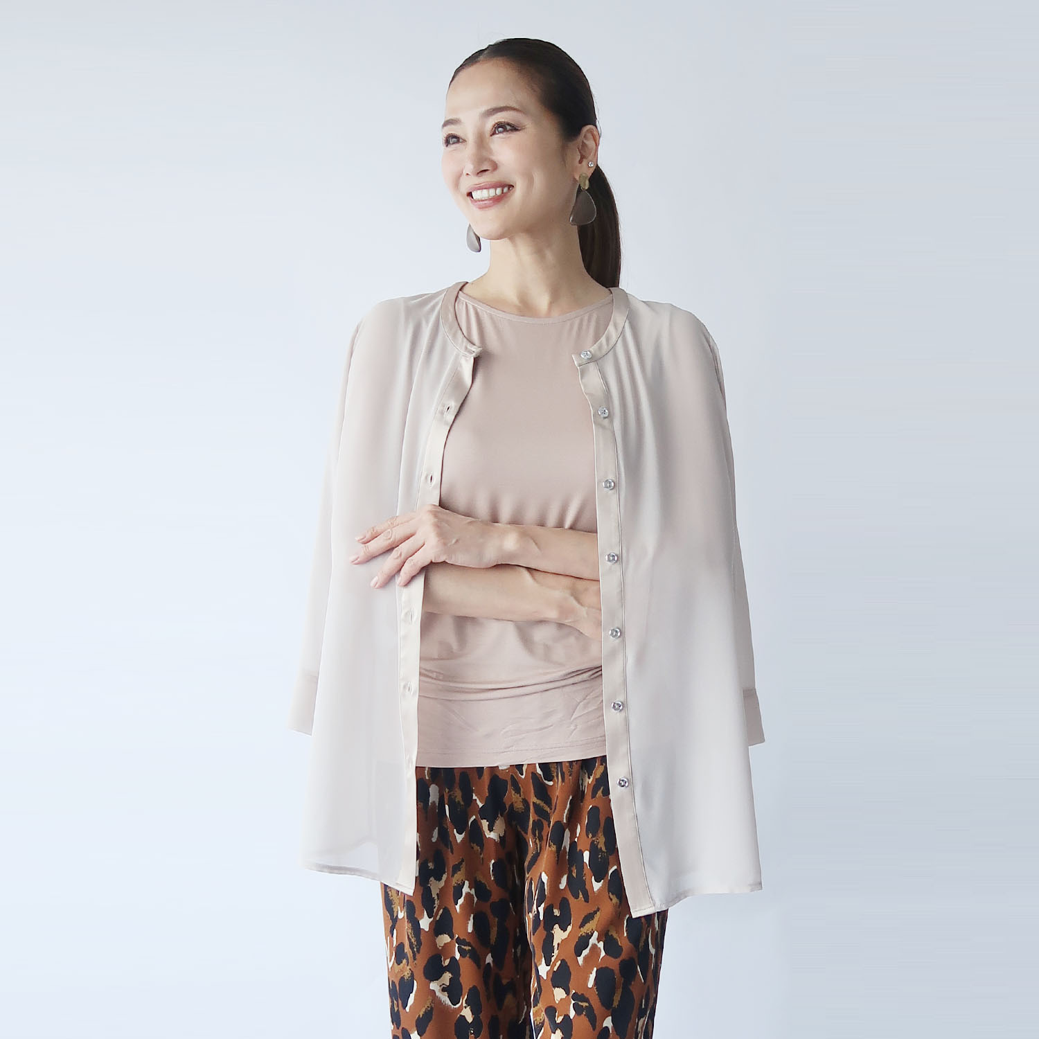 フーア サテン＆カットソー ２ウェイタンクトップ