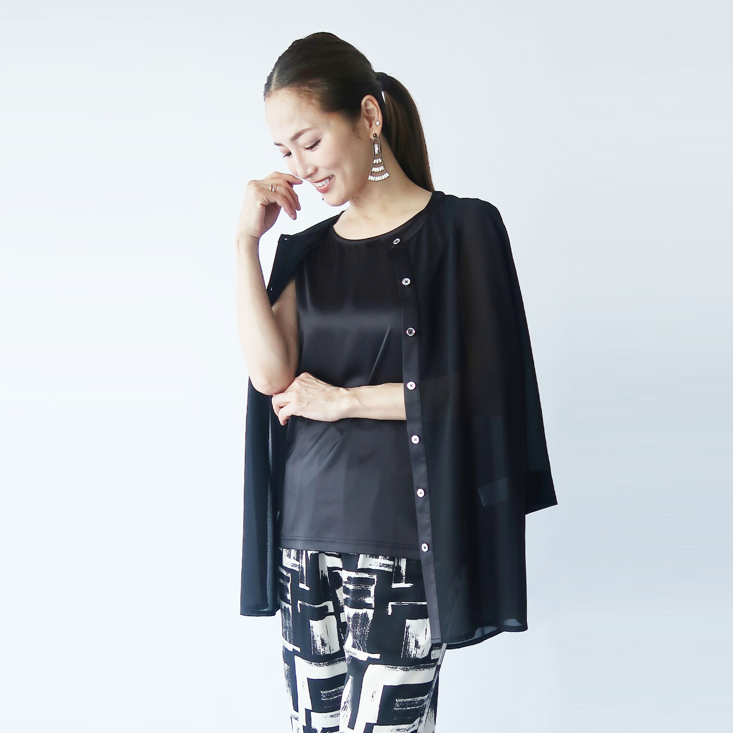 フーア サテン＆カットソー ２ウェイタンクトップ