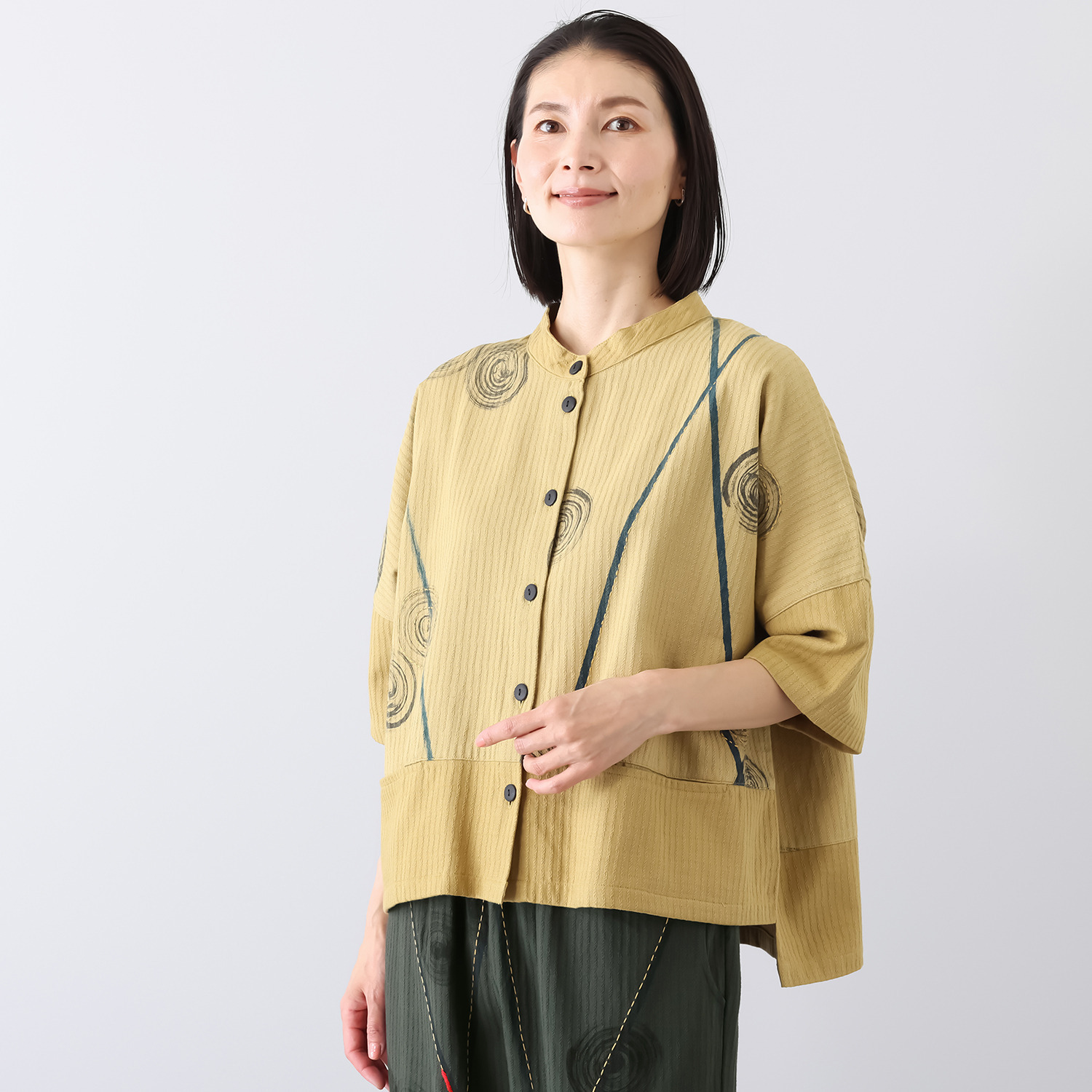 創作りょう うずまき柄 刺し子ブラウス