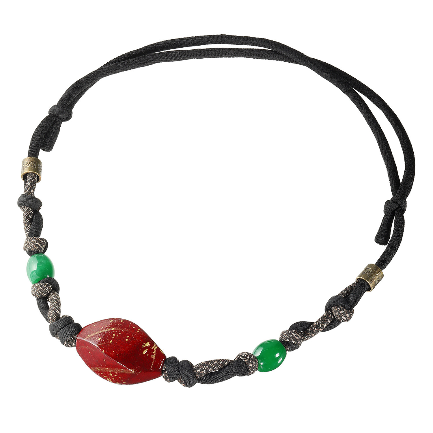 創作りょう 赤に金色模様 ネックレス