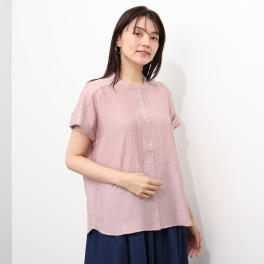 オルテンジア ピンタックデザインで シアーを品良く装う フレンチスリーブブラウス