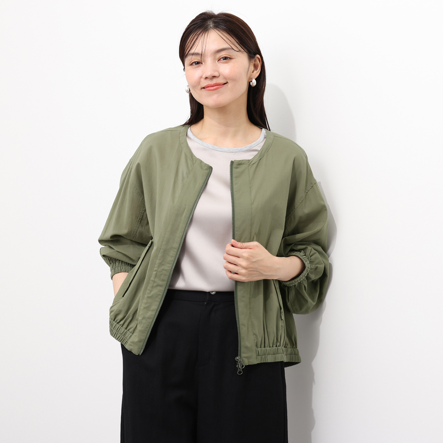ヤエアジュテ ほんのりシアーで品良く コットンで爽快にまとう 大人のモードブルゾン