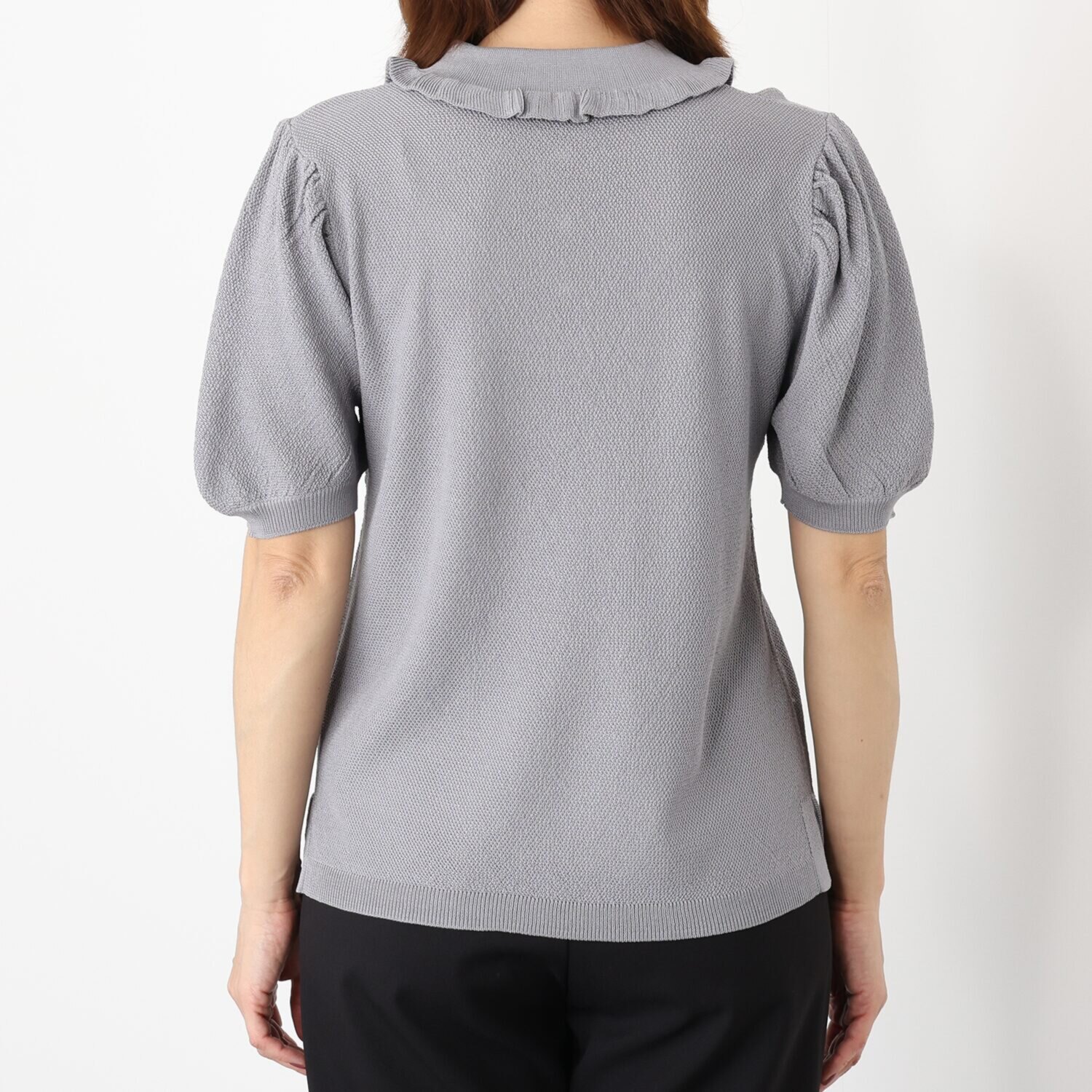 カオル　ヨネヤマ　＆　Ｋ 襟のフリルが女性らしい ニットポロシャツ