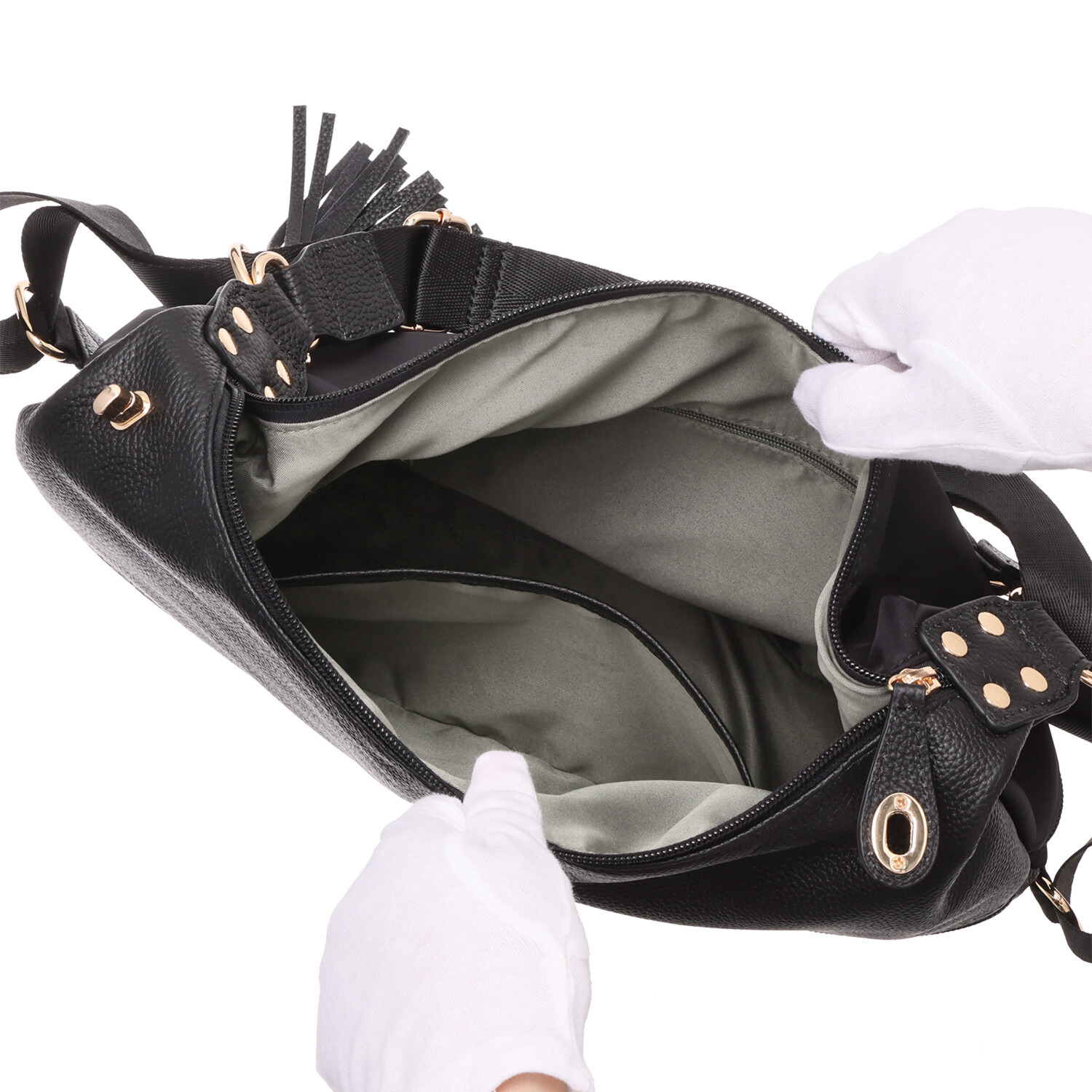 プラスステラ 牛革＆はっ水素材 前後どちらでも使える！ ２ウェイバッグ