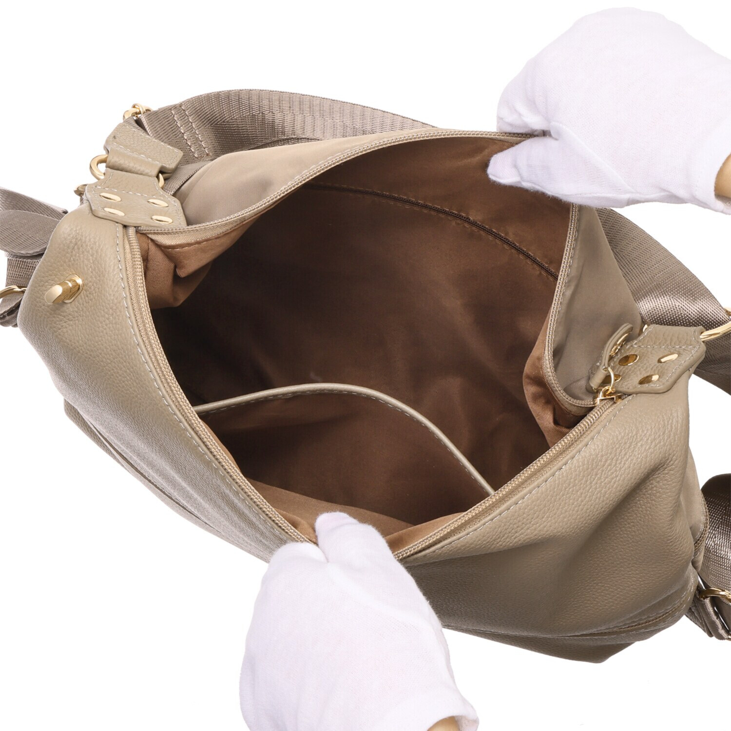 プラスステラ 牛革＆はっ水素材 前後どちらでも使える！ ２ウェイバッグ