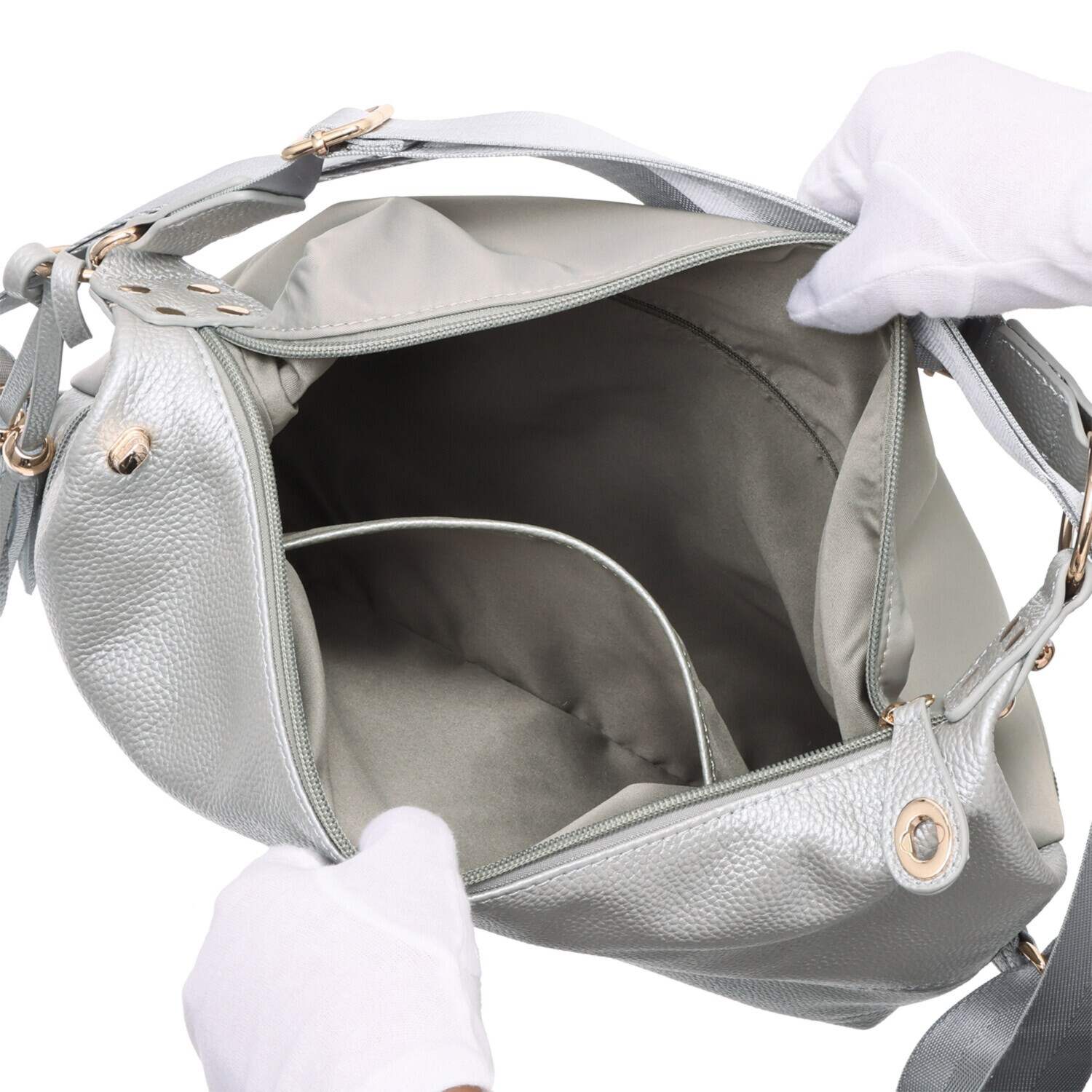 プラスステラ 牛革＆はっ水素材 前後どちらでも使える！ ２ウェイバッグ