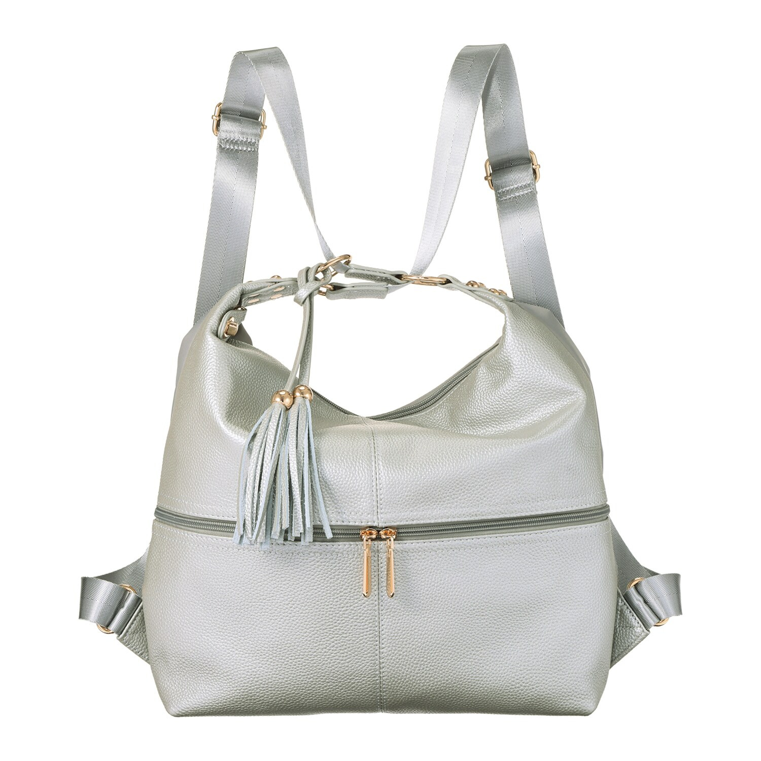 プラスステラ 牛革＆はっ水素材 前後どちらでも使える！ ２ウェイバッグ