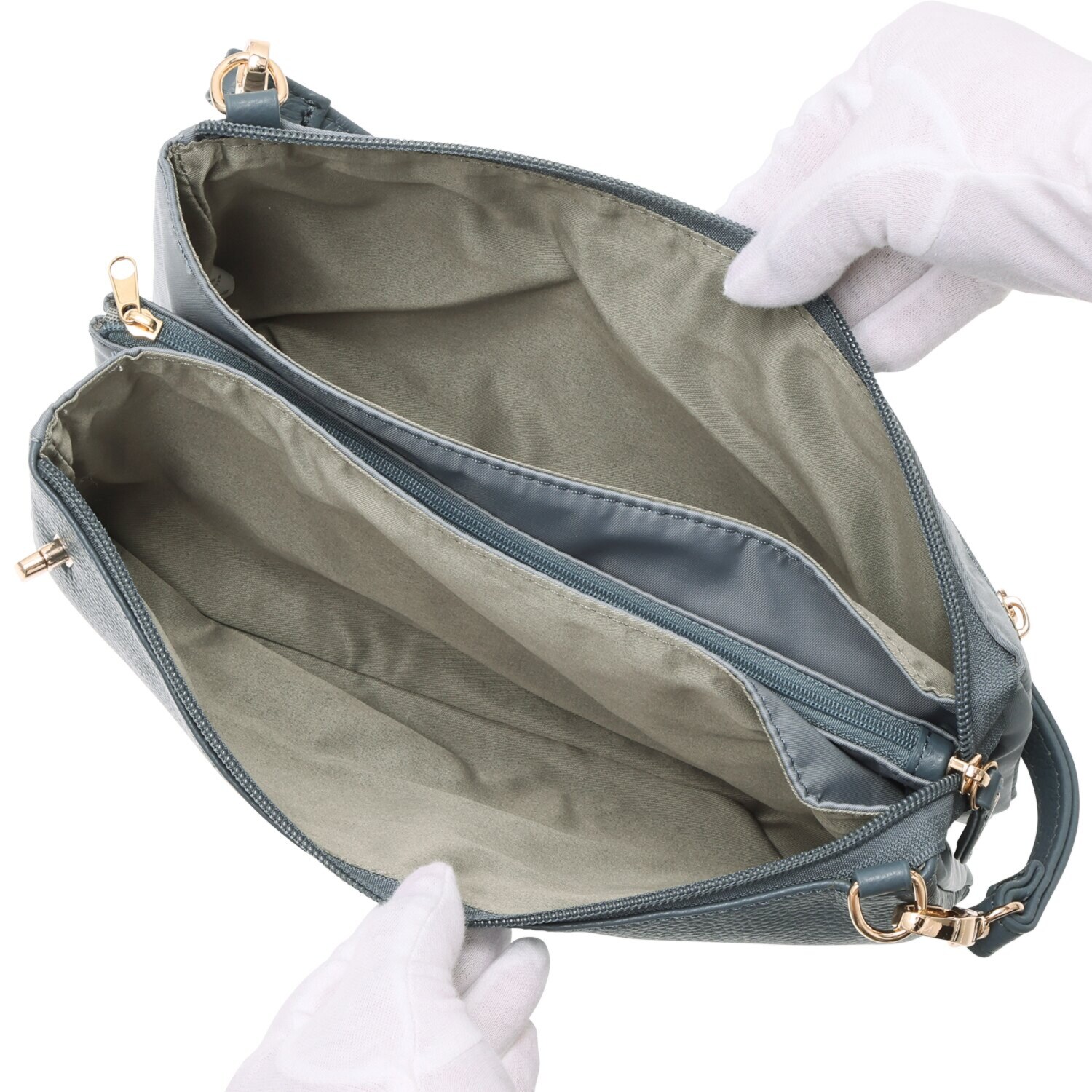 プラスステラ 牛革＆はっ水素材 前後どちらでも使える！ ショルダーバッグ