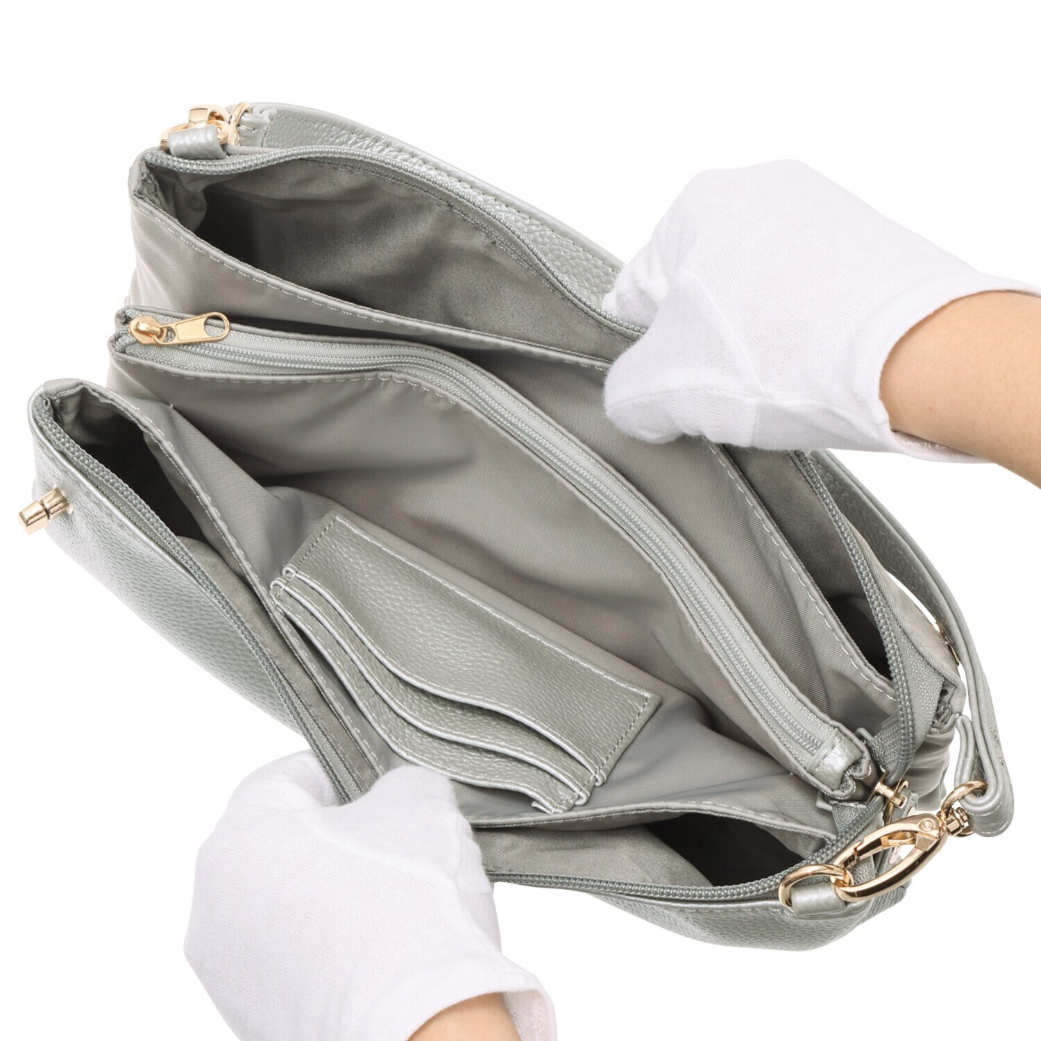 プラスステラ 牛革＆はっ水素材 前後どちらでも使える！ ショルダーバッグ