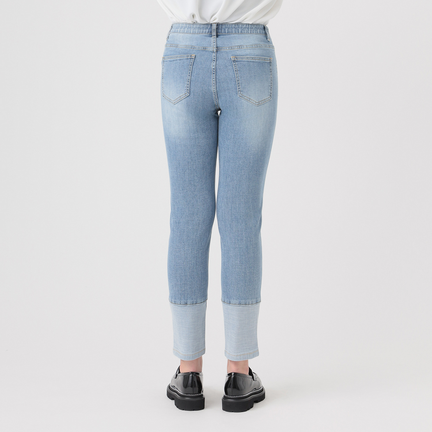 インディマーク 折り返し風デザイン ボーイフレンド デニムパンツ