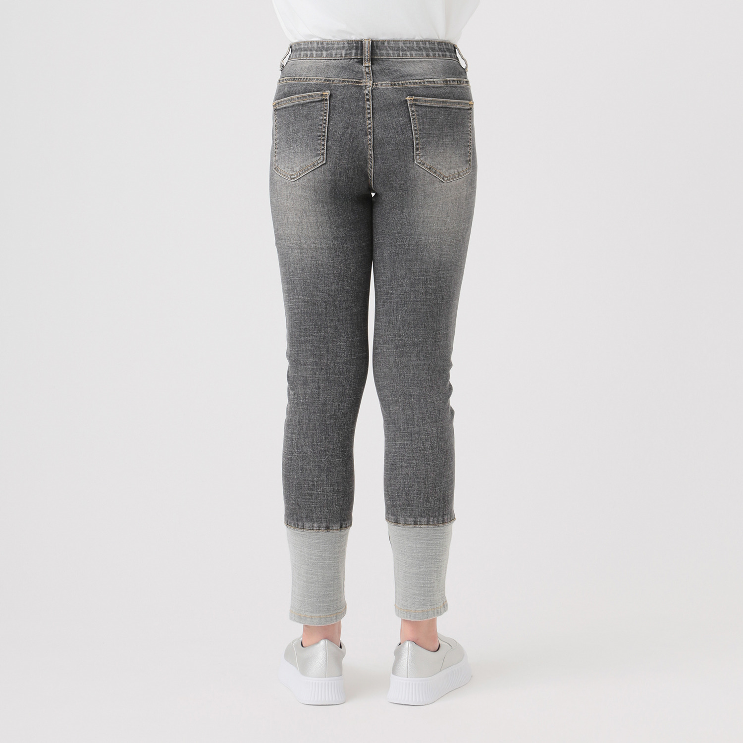 インディマーク 折り返し風デザイン ボーイフレンド デニムパンツ