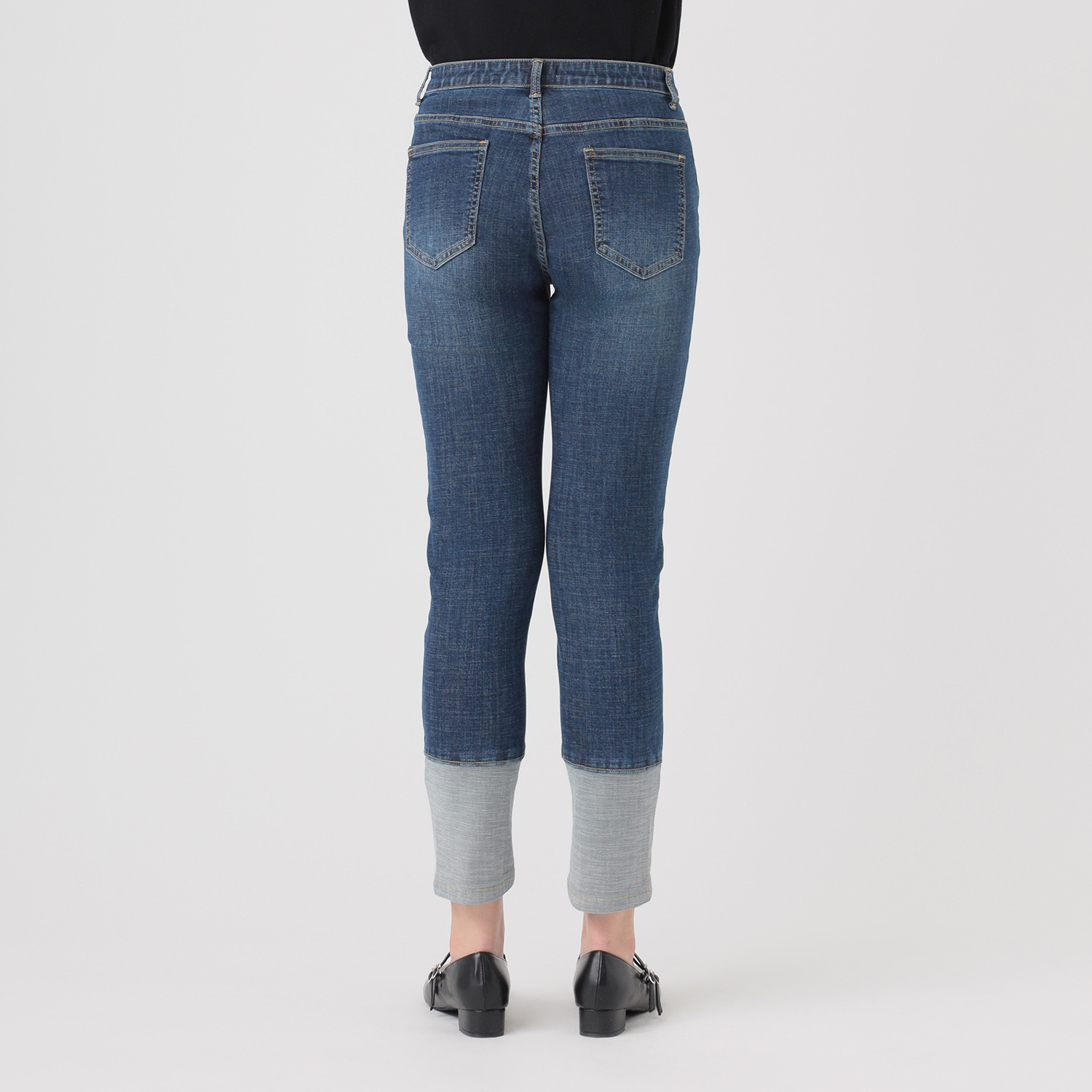 インディマーク 折り返し風デザイン ボーイフレンド デニムパンツ