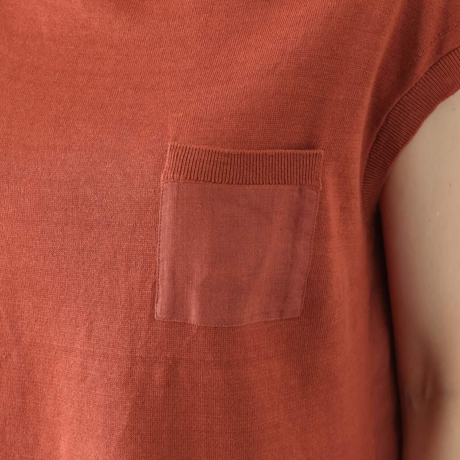 アズイズ　ビーマイセルフ バイ　ネイチャーズ リネン 布帛使い フレンチスリーブ プルオーバー