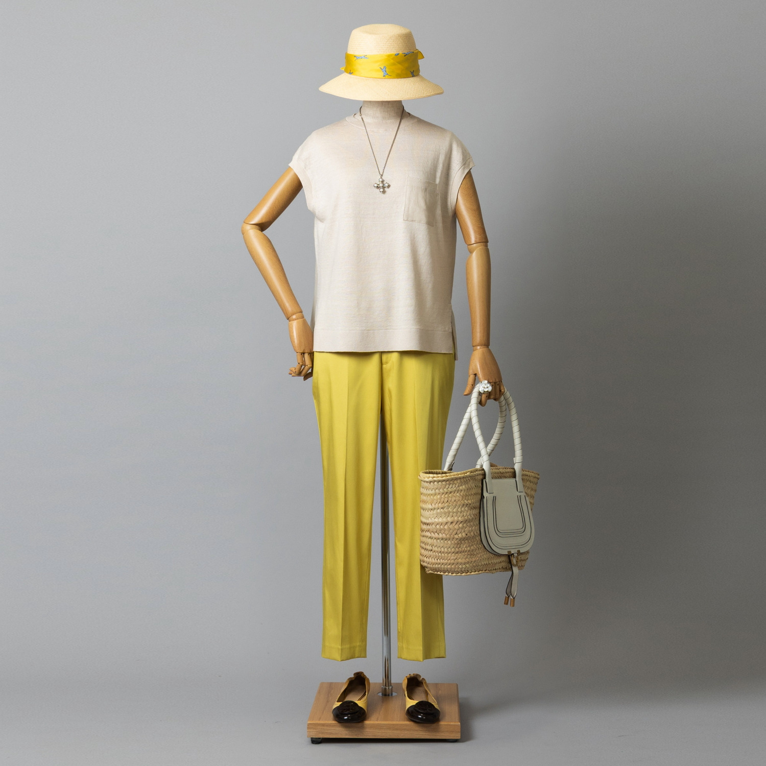 アズイズ　ビーマイセルフ バイ　ネイチャーズ リネン 布帛使い フレンチスリーブ プルオーバー