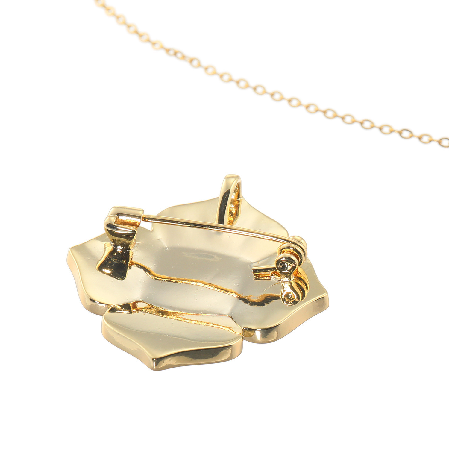 キラキラギフト バイ　アビステ シェル＆ビジュウ フラワーモティーフ ペンダントブローチ＆ ロングネックレス