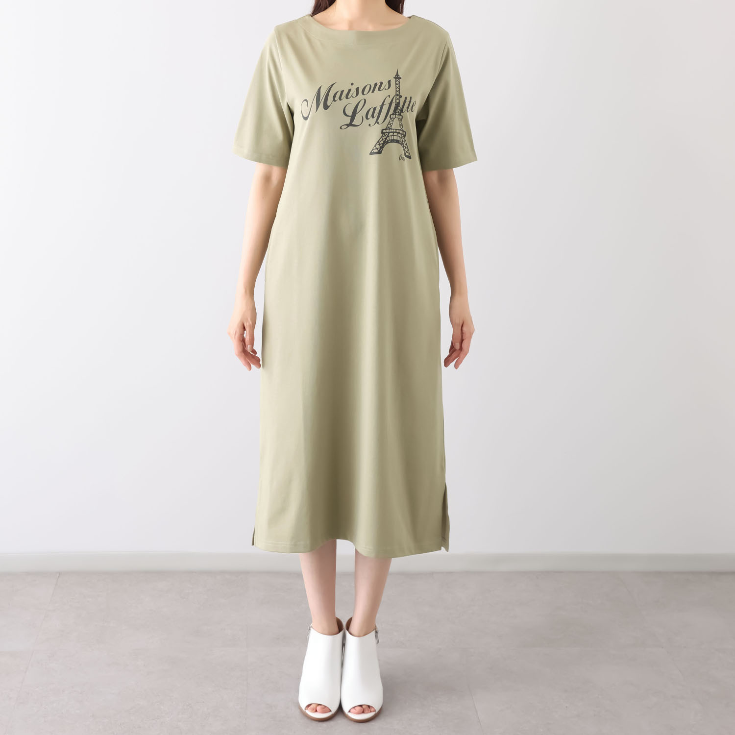 メゾンラフィット はっ水・ＵＶカット サインアートグラフィック 半袖ワンピース