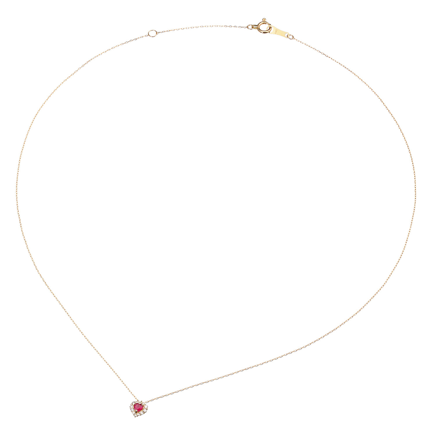 ルビー＆ ダイヤモンド ハートモティーフ 取り巻きネックレス
