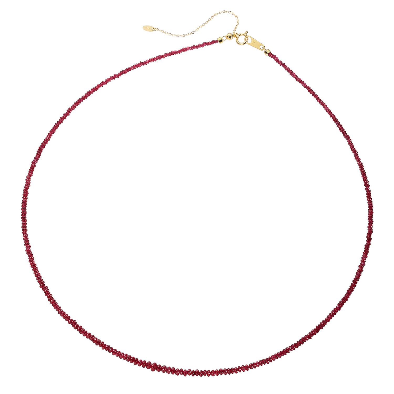 １８Ｋ 非加熱ルビー ビーズネックレス ＜鑑別書付＞