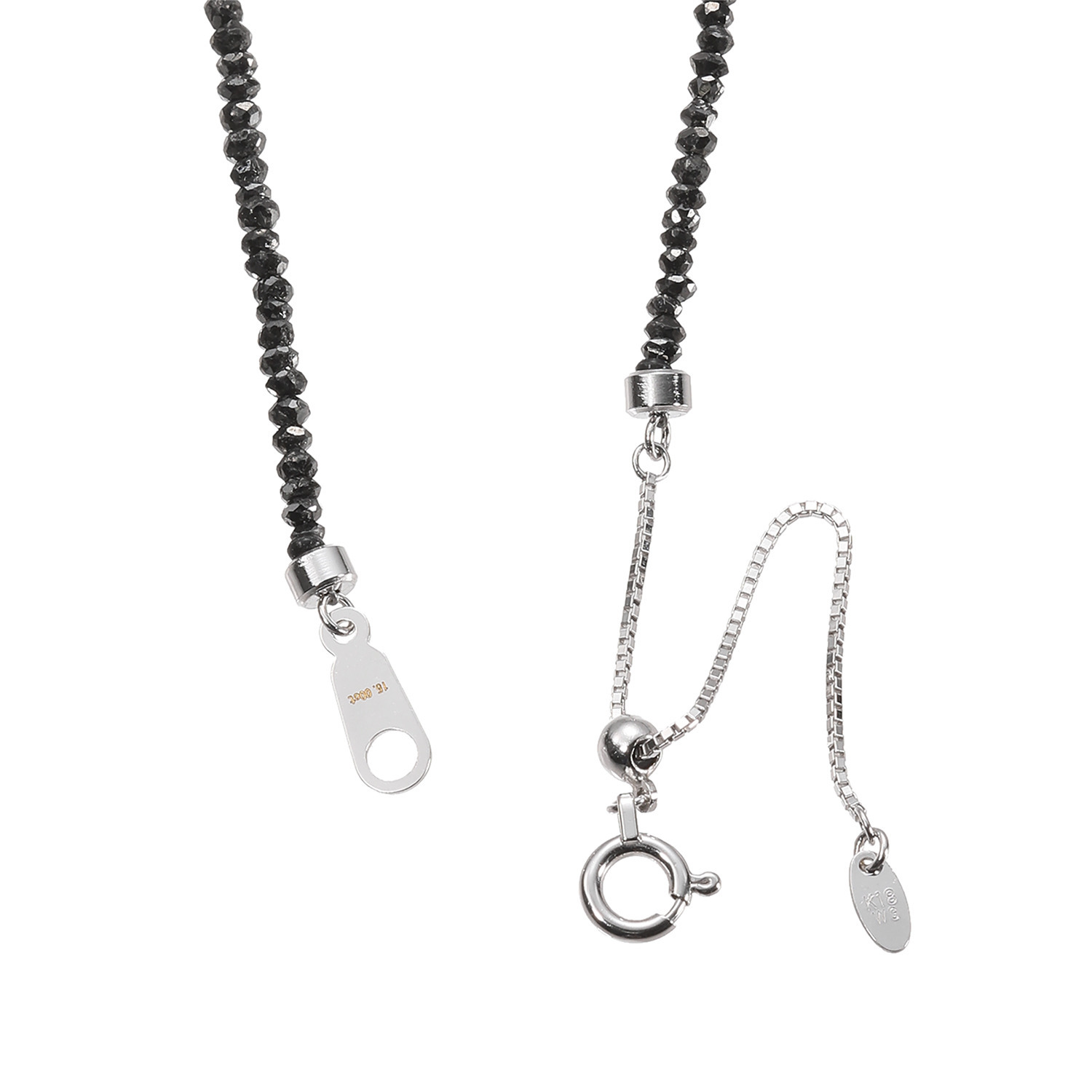 １８Ｋホワイトゴールド ブラックダイヤモンド ファセットビーズ ネックレス