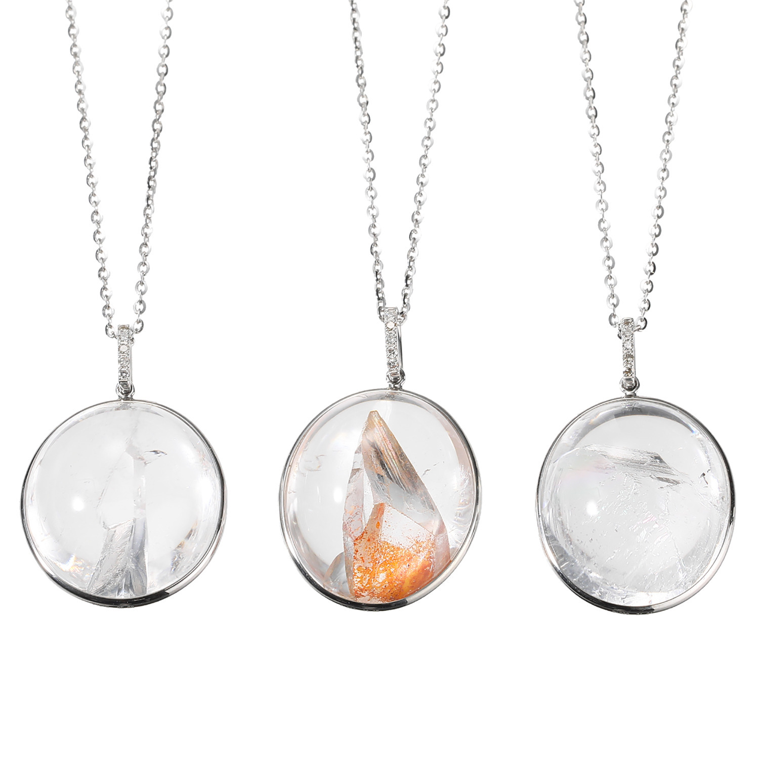 プラチナ９５０＆９００ ３０カラットＵＰ クォーツインクォーツ＆ ダイヤモンド ペンダント