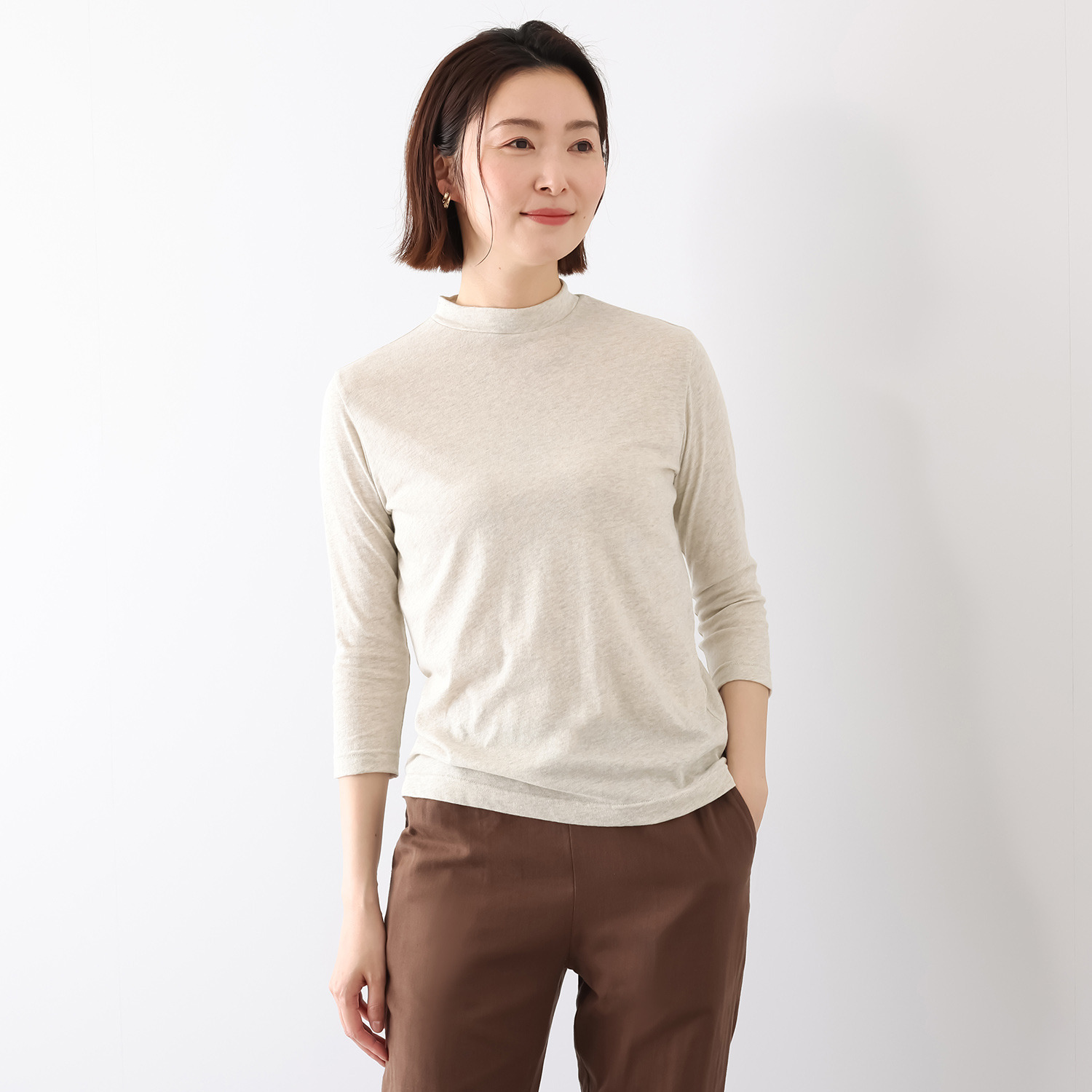 わごろも 綿１００％ ガーゼ天竺 ハイネックプルオーバー