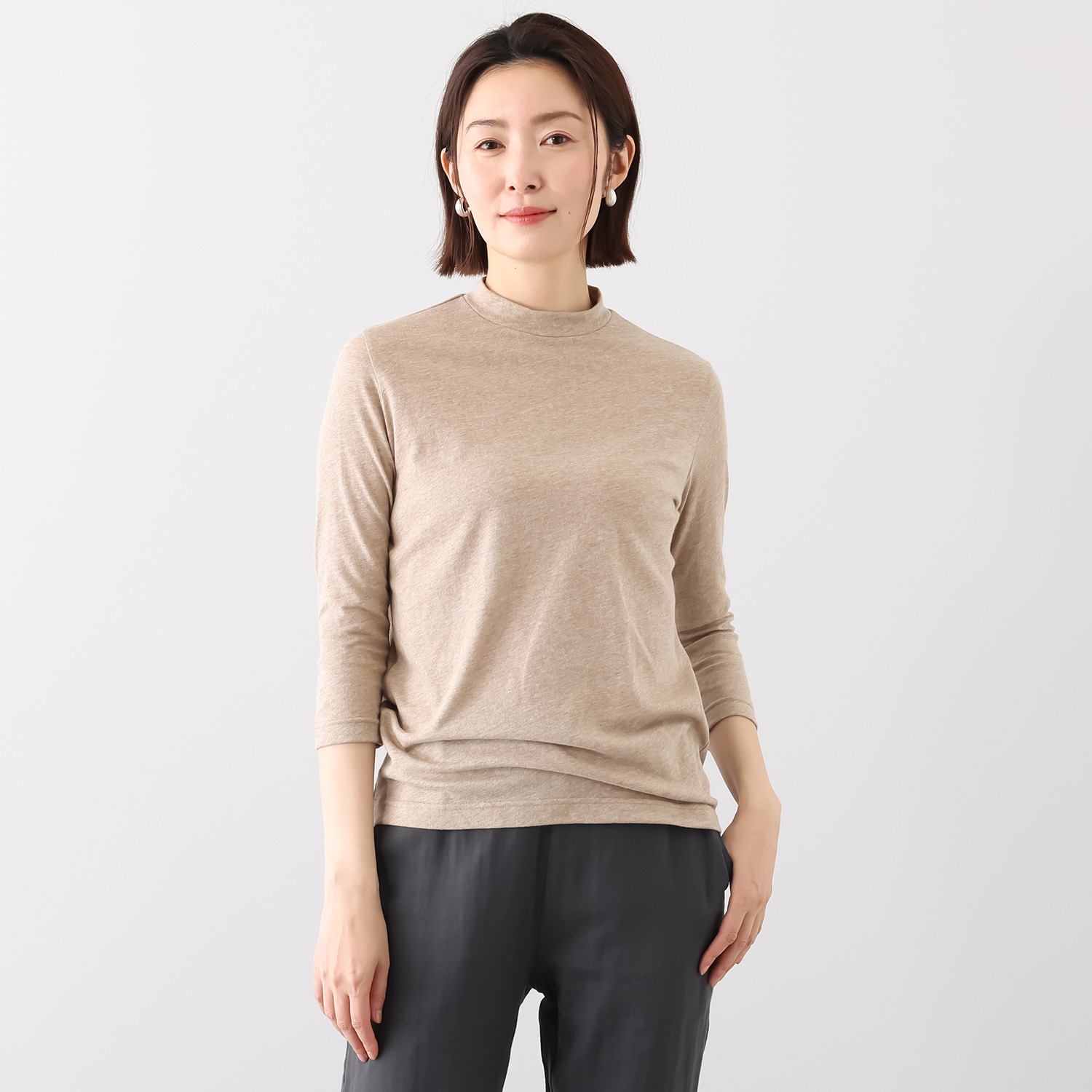 わごろも 綿１００％ ガーゼ天竺 ハイネックプルオーバー