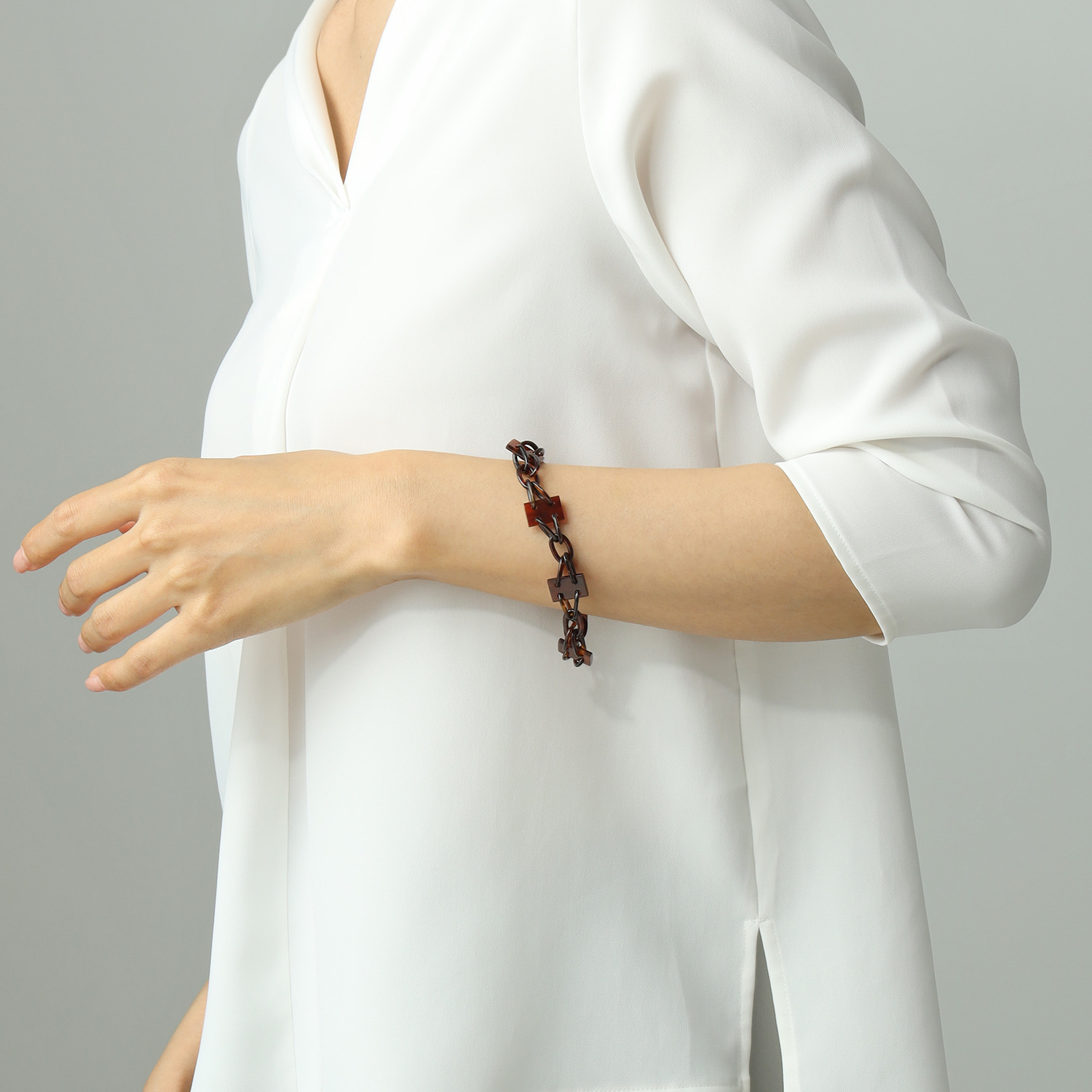 べっこう堂 本水もく＆ 本べっ甲無地 スクエアプレート ブレスレット