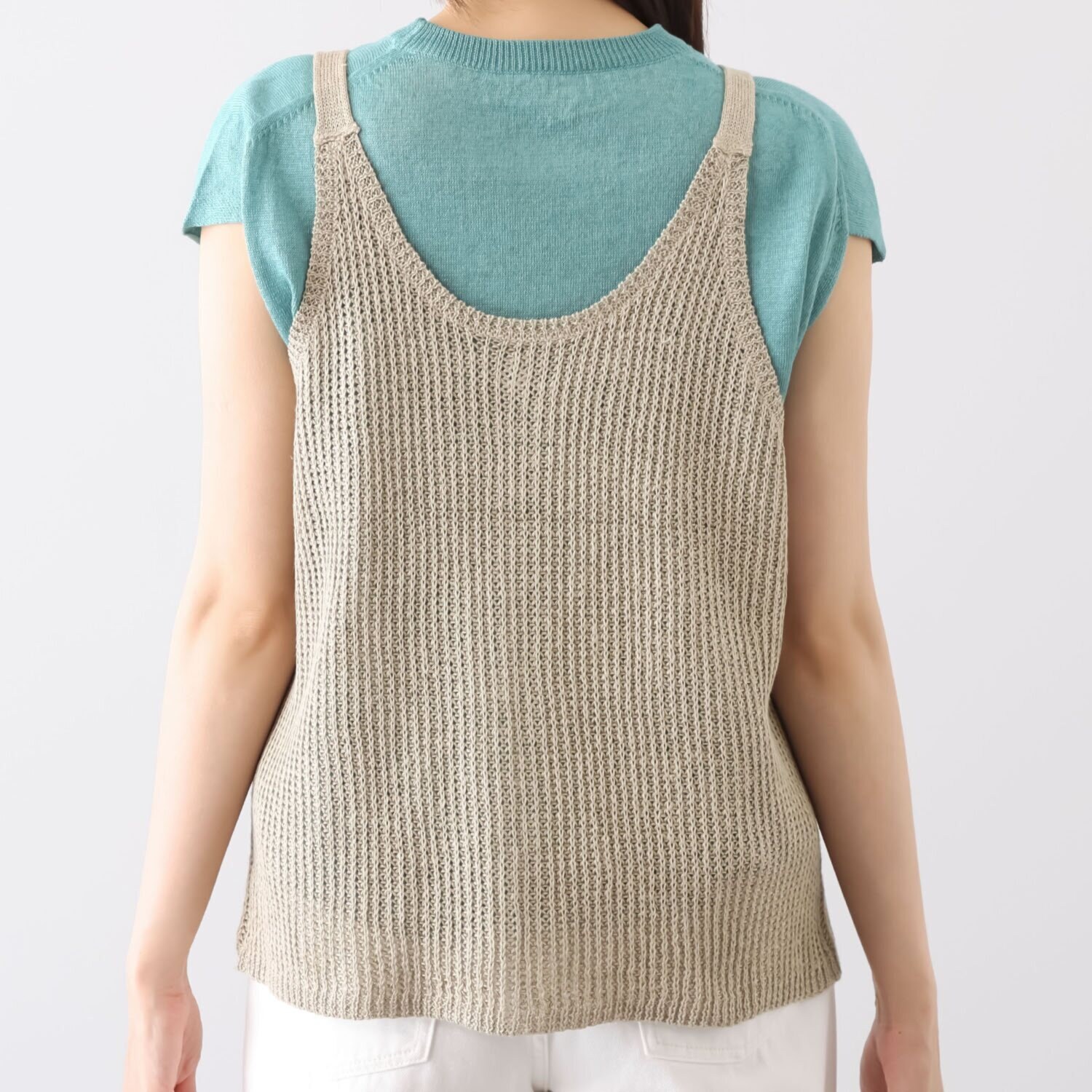 スピンブルー イタリア・ リニフィッチオ社製 蘇った奇跡のリネン ニットキャミソールジレ