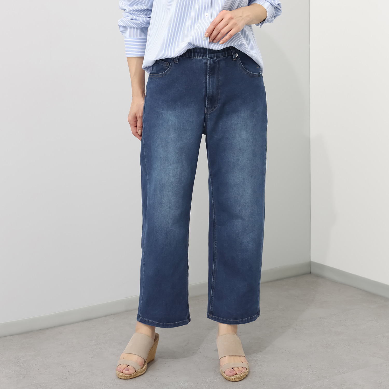 ルナリア 快適！ はっ水ストレッチデニム セミワイドパンツ