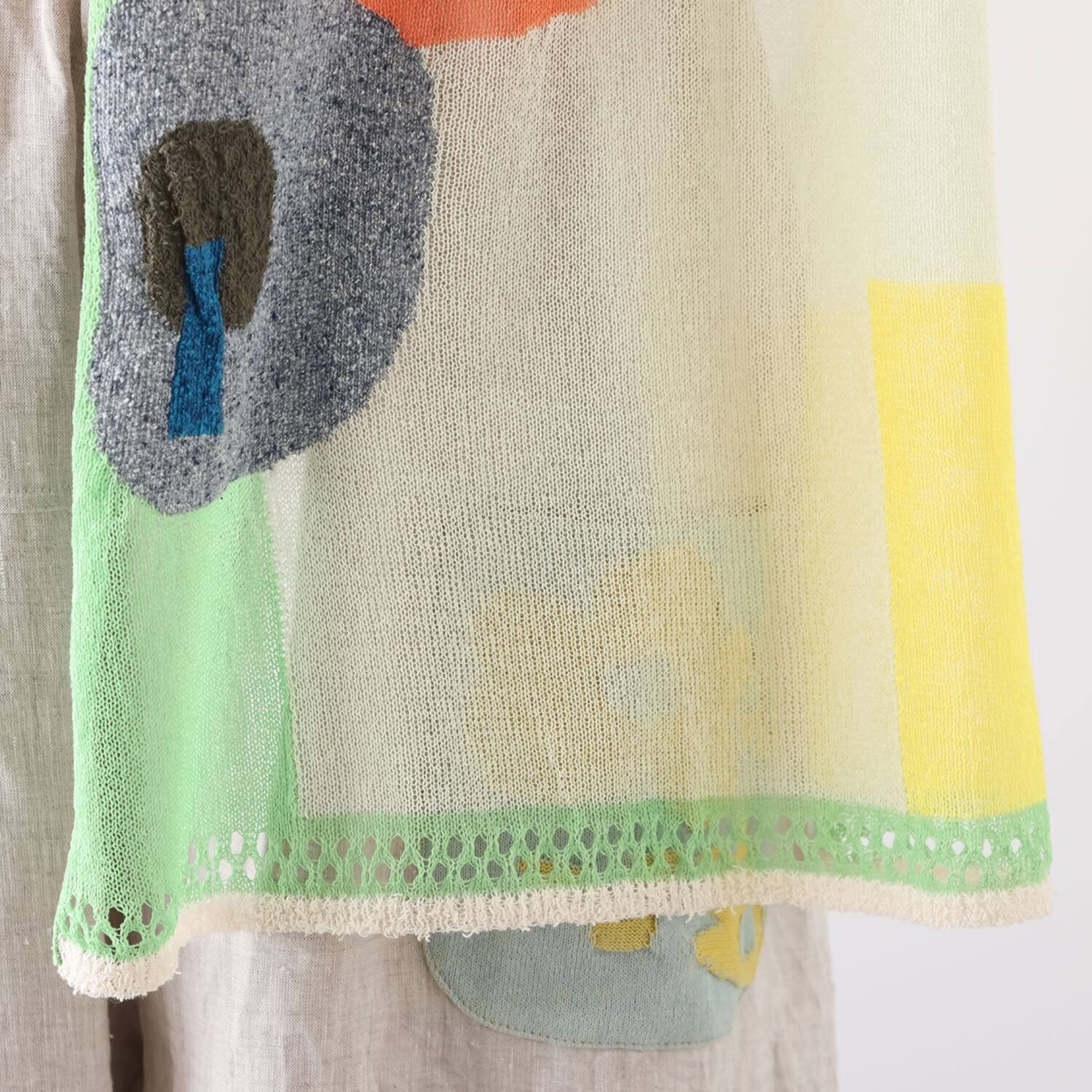 エム　アンド　キョウコ ブロック柄 ロングジレ