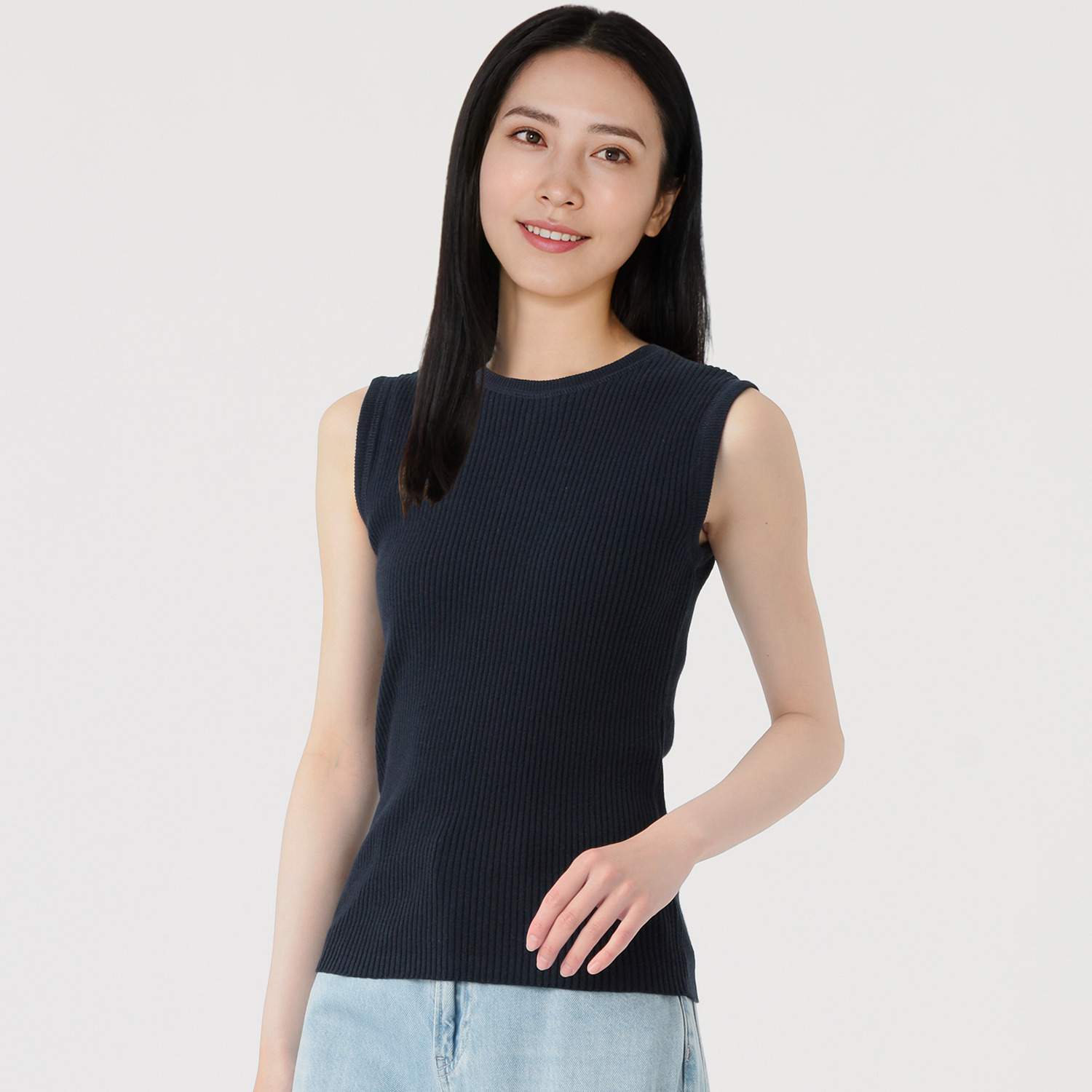 エマキュレイト 日本製 綿１００％ リブ編タンクトップ