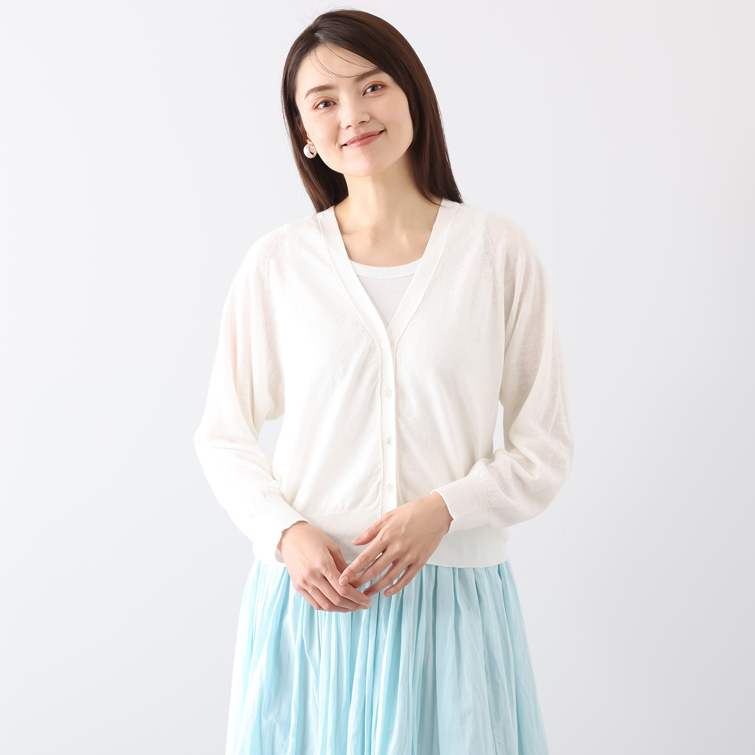 エマキュレイト 日本製 綿麻天竺 ホールガーメント（Ｒ） Ｖネックカーディガン