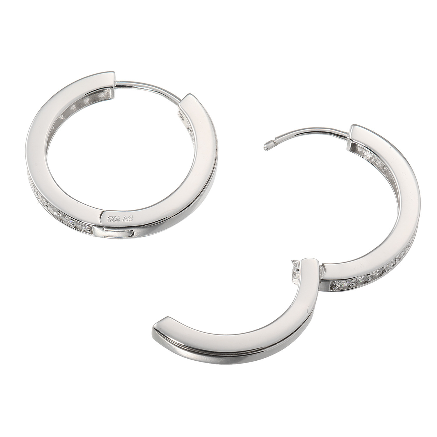 ブリランテステッラ シルバー ＣＺ ラスターラウンド 中折れフープピアス