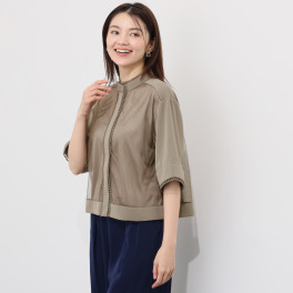ミューリエ 涼やかなモードルックに チュールコンビアクセント ブラウス