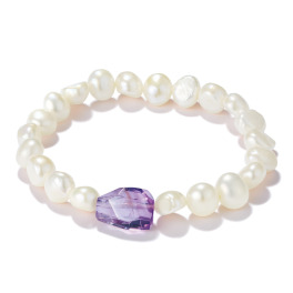 幸石堂 アメシスト＆淡水パール ブレスレット 〜美と健康運〜