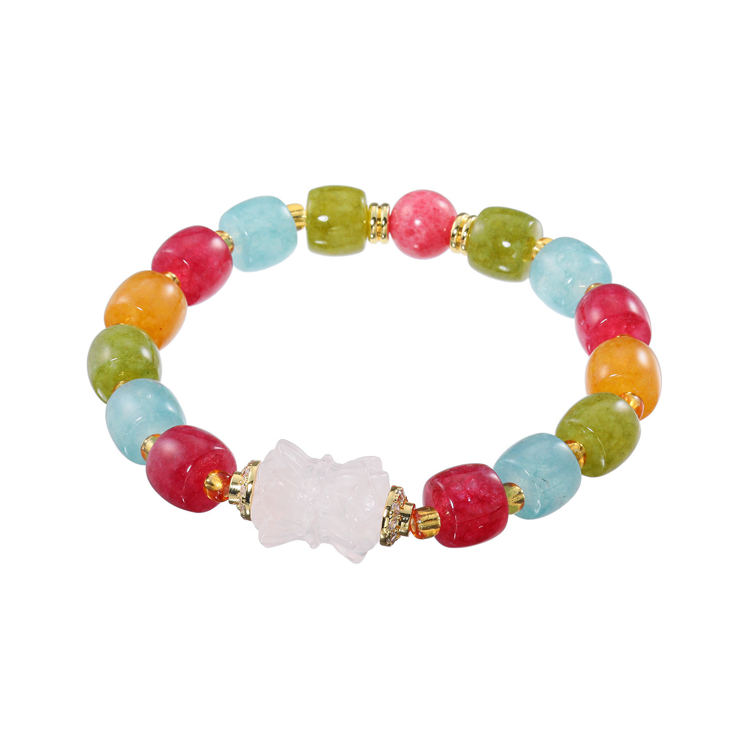 マイクローバー ジェムストーン 双頭蓮モティーフ ブレスレット