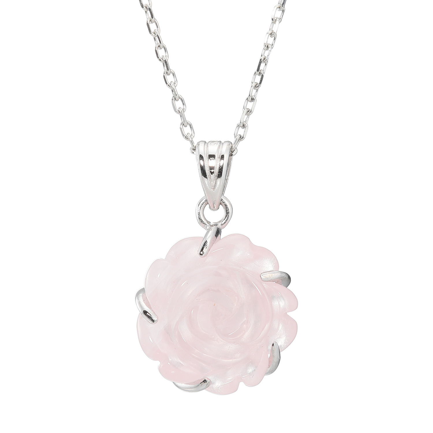 マイクローバー ジェムストーン ローズカービング ペンダント