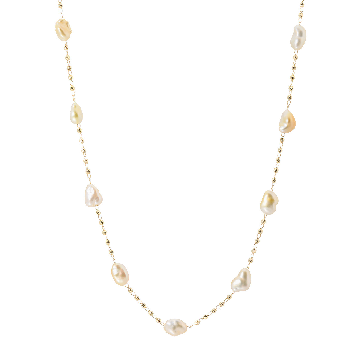 ジュペレ　ジョーヌ １８Ｋ 白蝶ケシパール トゥインクル ステーションネックレス