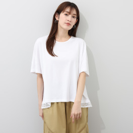 ナディー　バイ　アユーシ コットンボイル サイドレースＴシャツ
