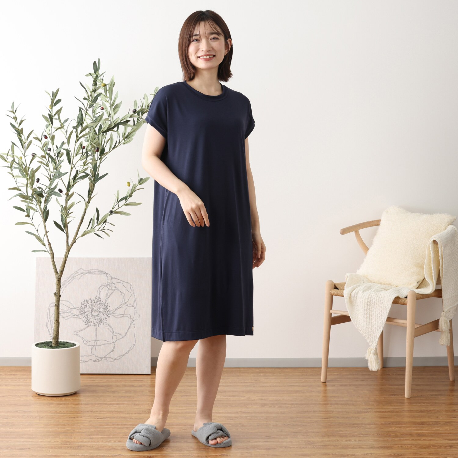 ホーム バイ テンピュール（Ｒ） 鉱物配合加工 胸当て付きワンピース