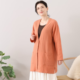 ラデリア 綿１００％ ウェーブ二重ガーゼ ふわふわリラックス ルームカーディガン