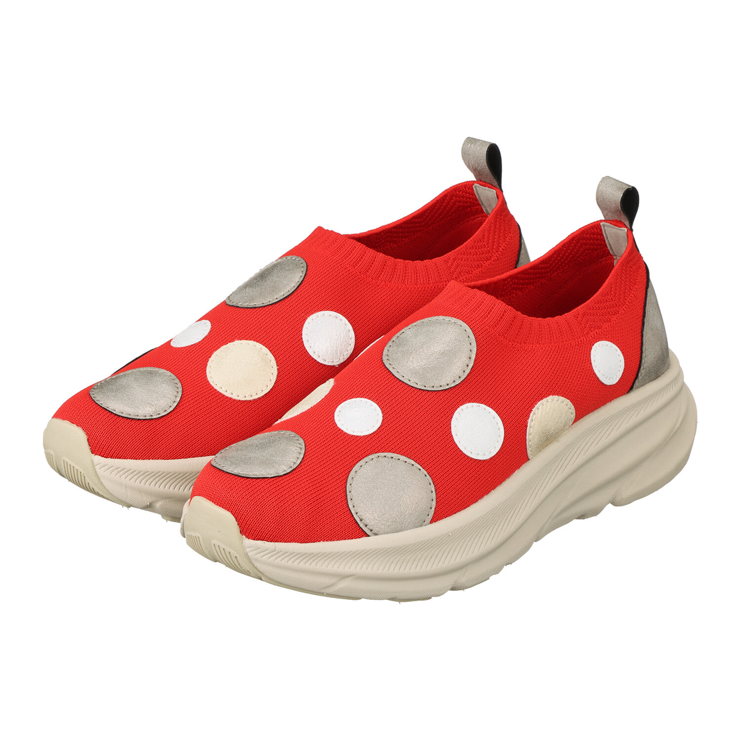 ゴムゴム 洗えてふんわり ドットモティーフ 軽量厚底スニーカー