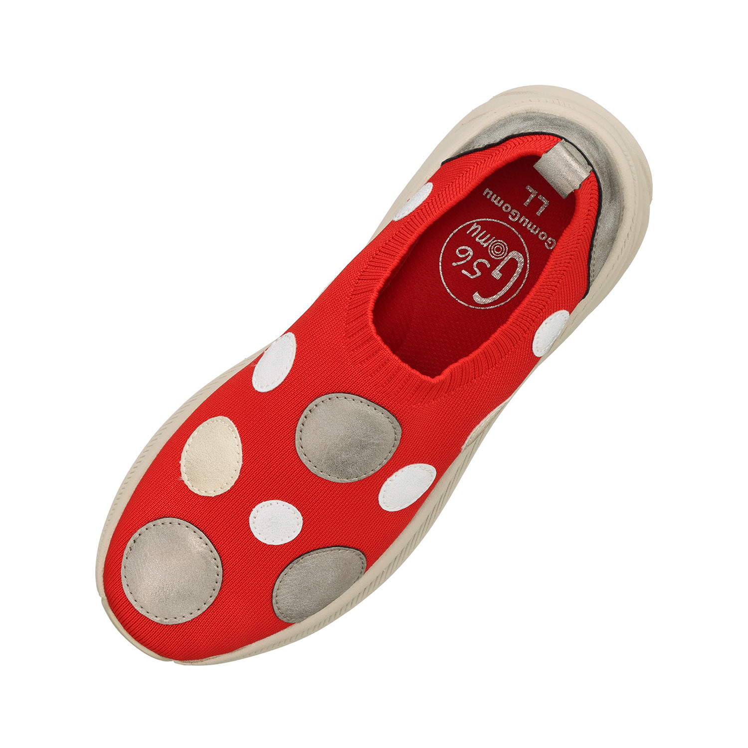 ゴムゴム 洗えてふんわり ドットモティーフ 軽量厚底スニーカー