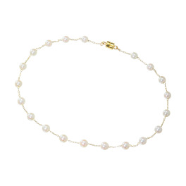 ペルラジオーネ １４Ｋ 無調色ベビーアコヤパール ゆったりシルエットの ステーションブレスレット